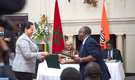 HM the King, Zambian President Chair Signing Ceremony of 19 Governmental, Economic Partnership Agreements